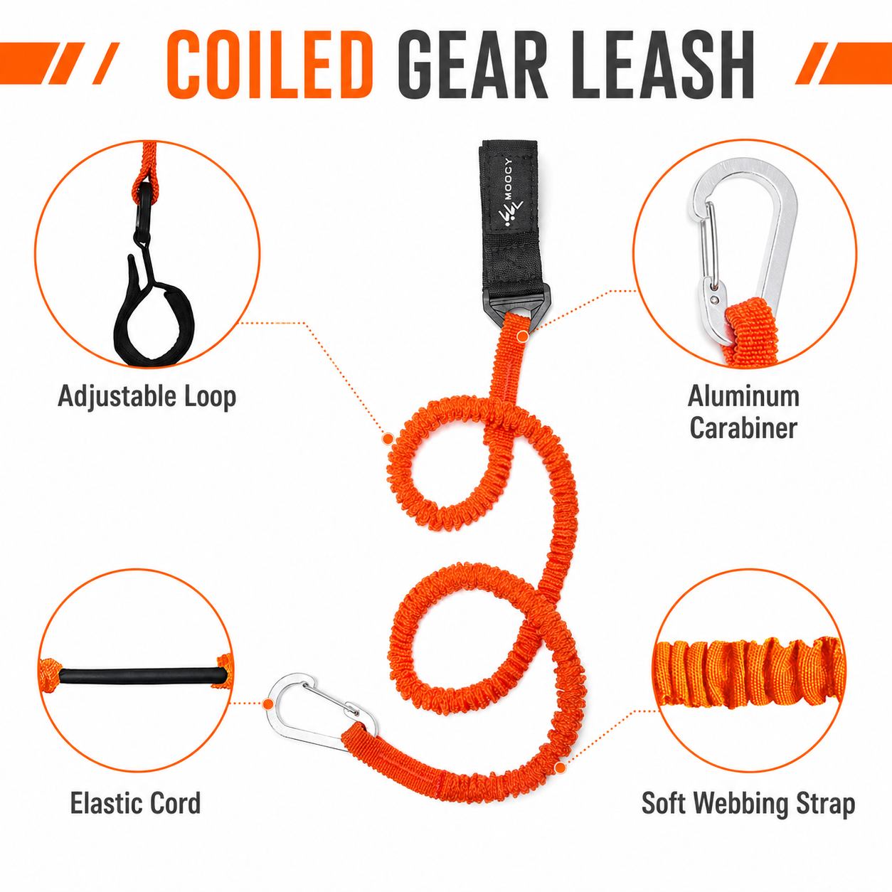 Coiled Paddle Leash Orange Kay - Fishing Kayak Paddle Leash recensione e prezzo