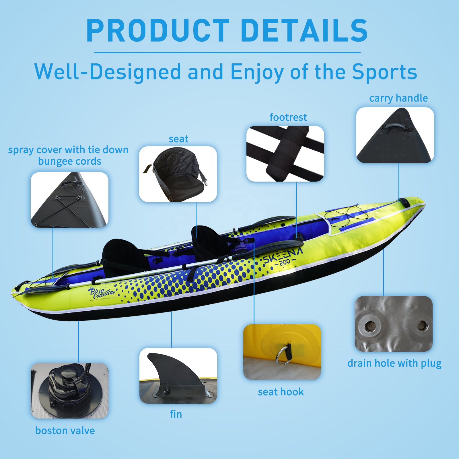 Adult Inflatable Fishing Canoe - Fishing Kayak Seat recensione e prezzo