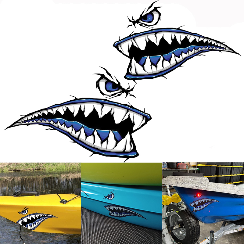 2PCS Shark Teeth Mouth Boat St - Fishing Kayak Sit On Top recensione e prezzo