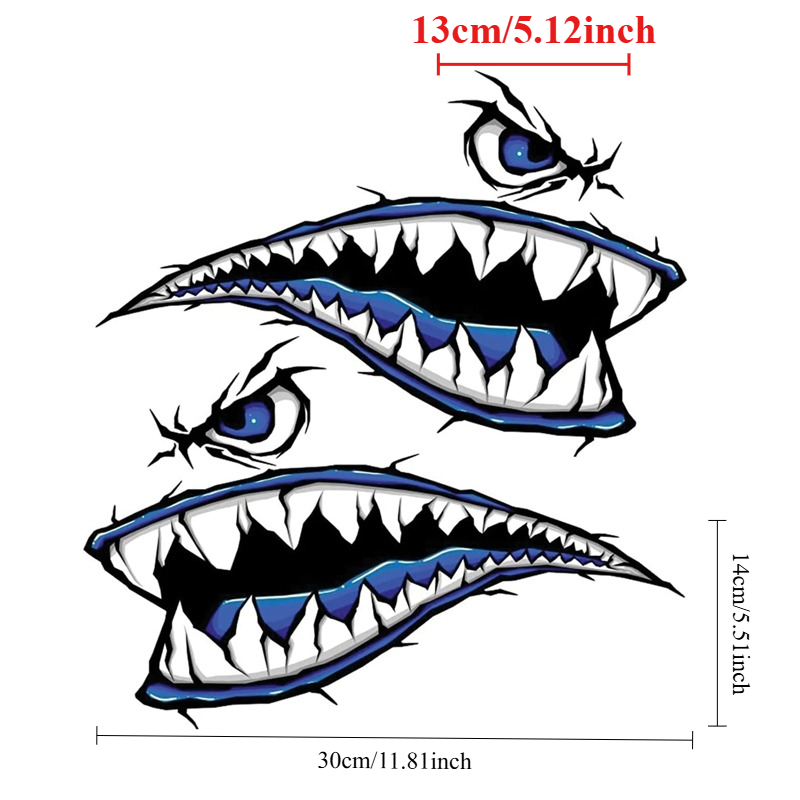 2PCS Shark Teeth Mouth Boat St - Fishing Kayak Sit On Top recensione e prezzo